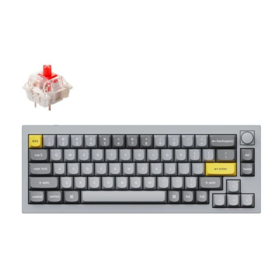 Keychron Q2 65% Red G Pro Switches Aluminium RGB Wired Keyboard - Grey