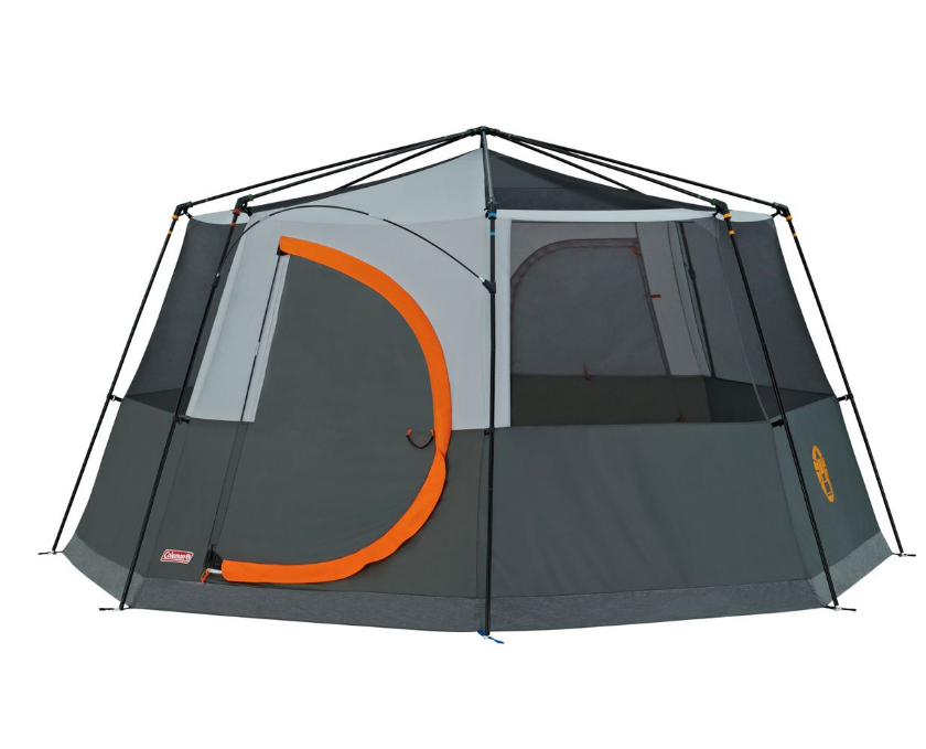 Coleman Octagon 8 Person Family Camping Dome Tent Orange