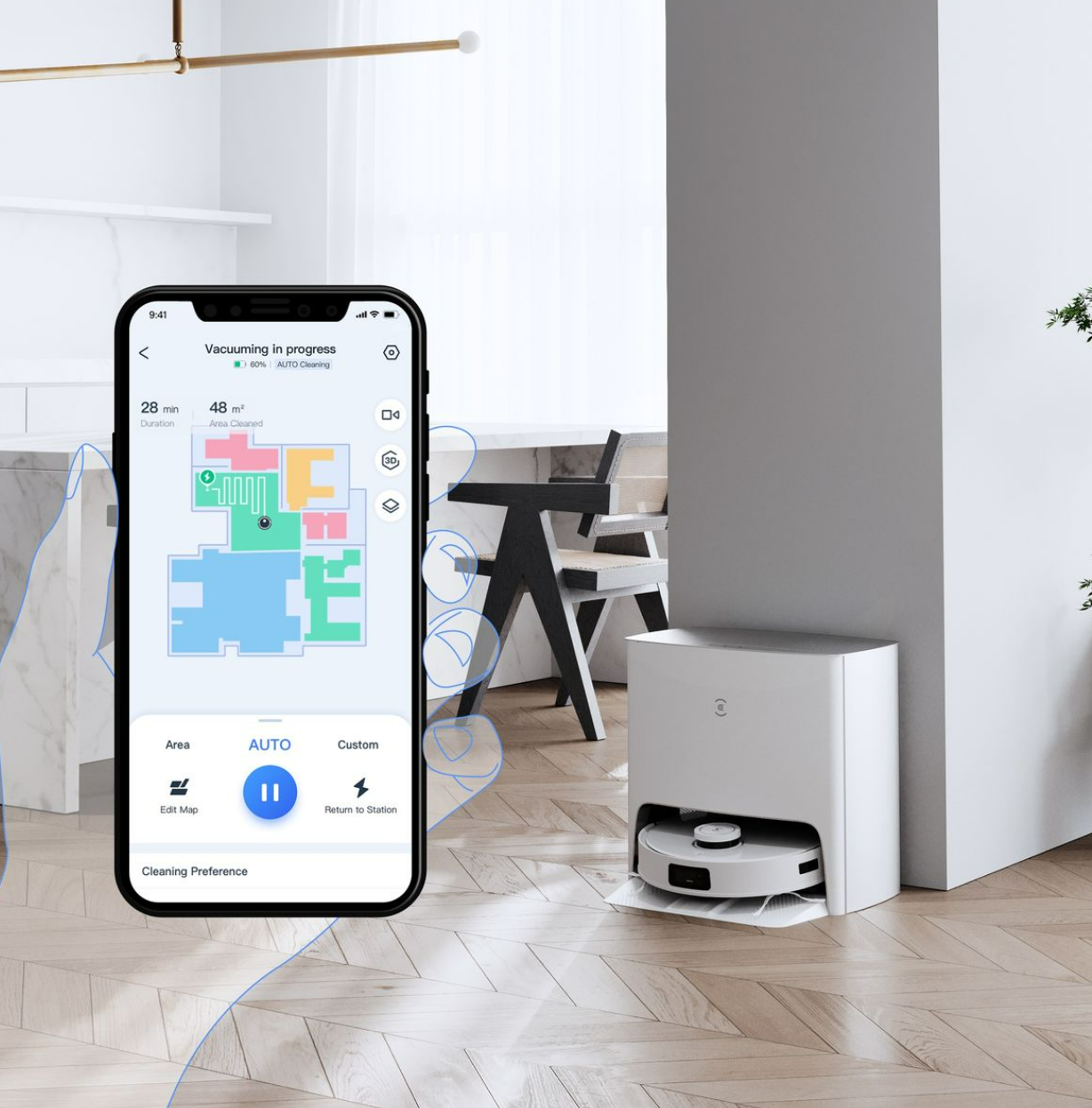 Ecovacs DEEBOT T10 TURBO Robot Vacuum Cleaner - 3000Pa, 260min Runtime, AI