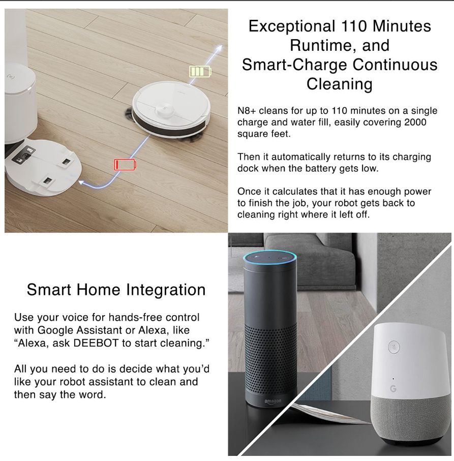 Ecovacs Deebot N8+ Robot Vacuum Cleaner - dToF LiDAR, 110min Runtime