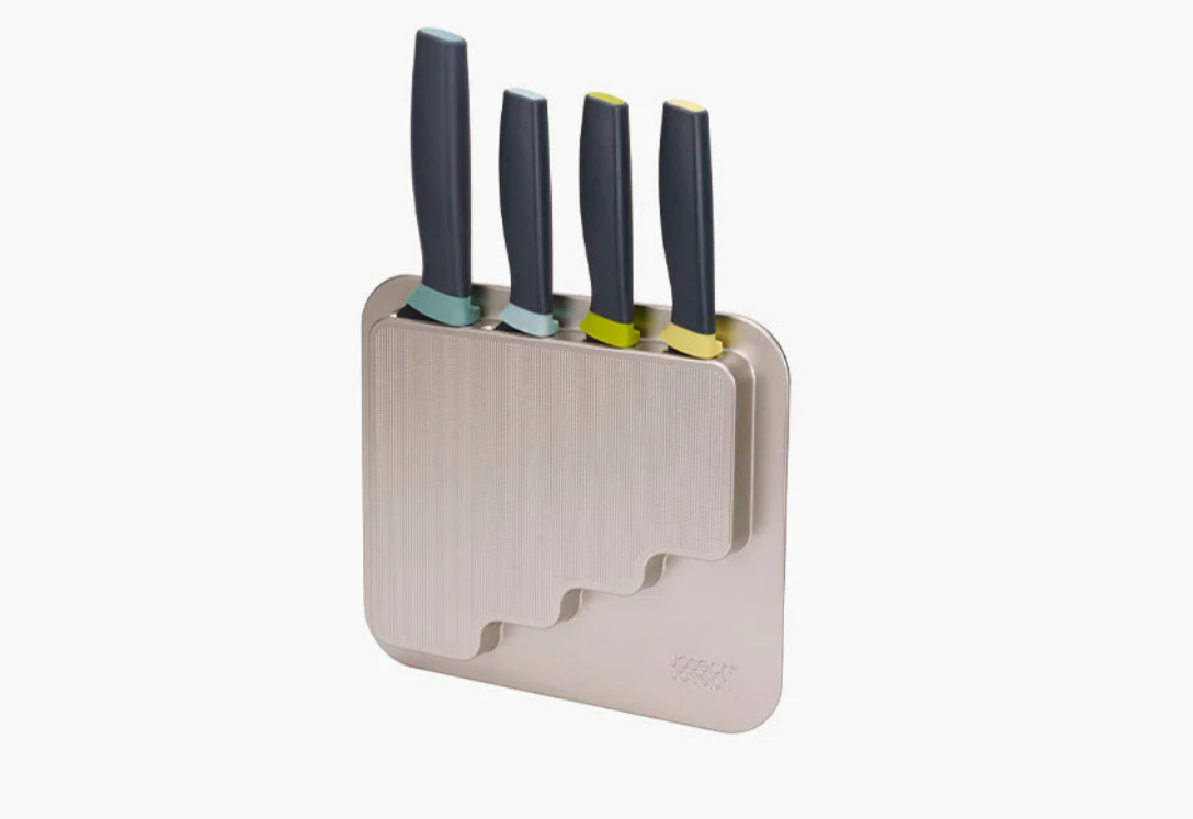 Joseph Joseph DoorStore Knives Elevate Set with Knife Block 3M Adhesive Wall and Cabinet Door Mount