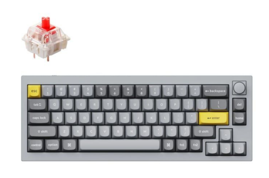 Keychron Q2 65% Red G Pro Switches Aluminium RGB Wired Keyboard - Grey