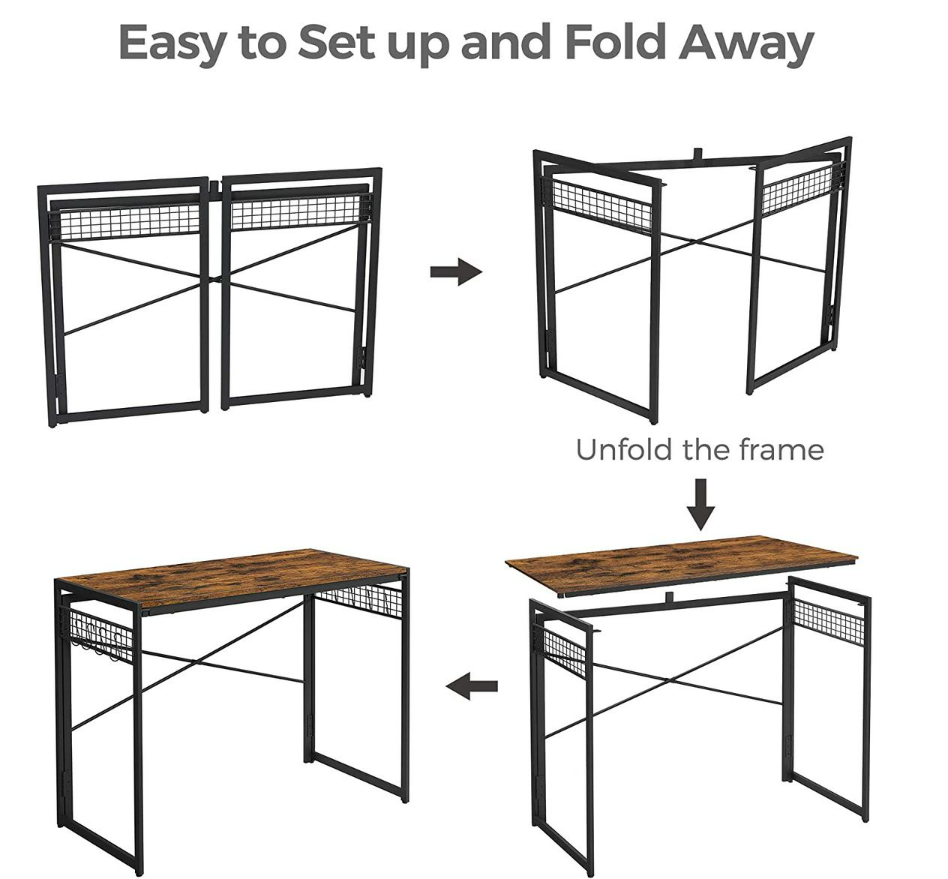 Simple Folding Computer Sturdy Writing Desk with 8 Hooks