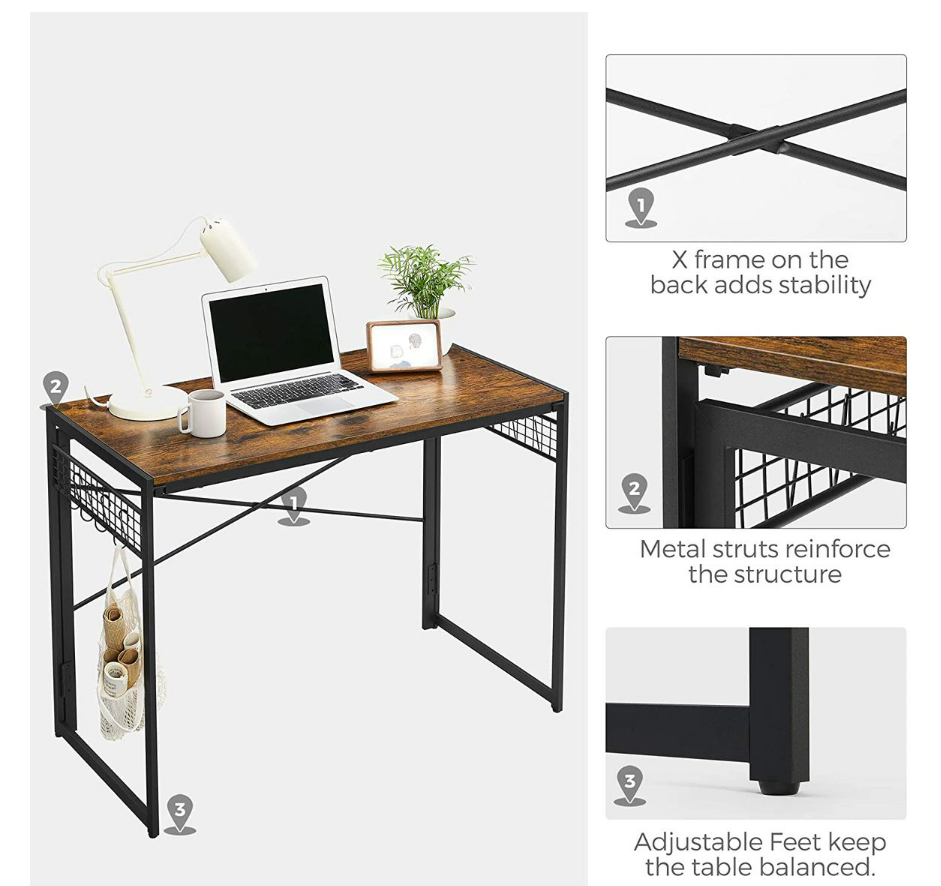 Simple Folding Computer Sturdy Writing Desk with 8 Hooks