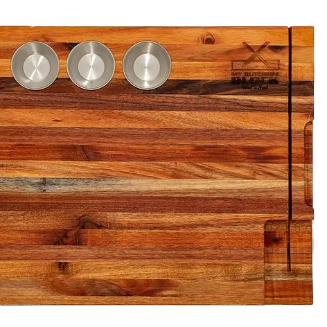 My Butchers Block Wooden Board With Metal cups-Large