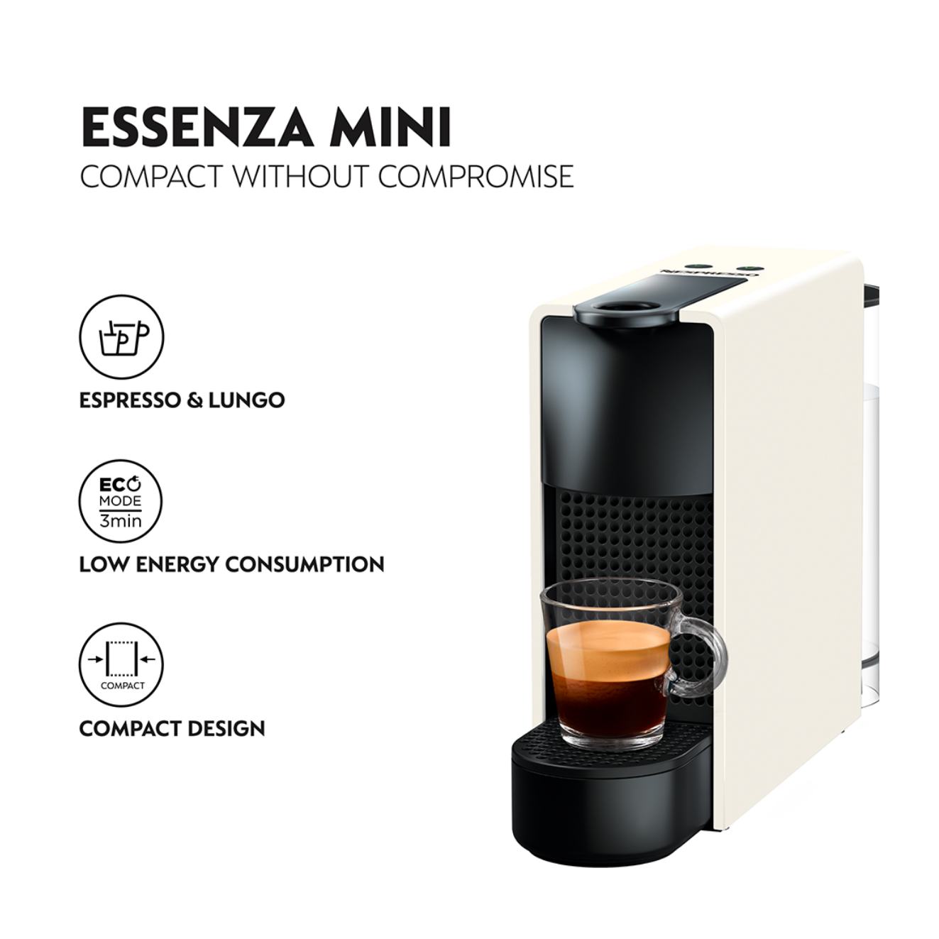 Nespresso Essenza Mini C30 Coffee Machine - Pure White