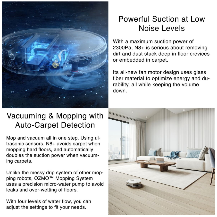 Ecovacs Deebot N8+ Robot Vacuum Cleaner - dToF LiDAR, 110min Runtime