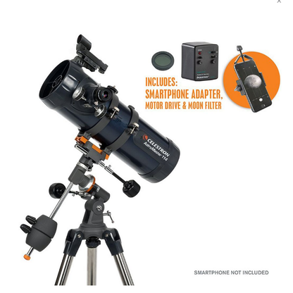 Celestron ASTROMASTER 114EQ Including Motor Drive & Smartphone Adapter