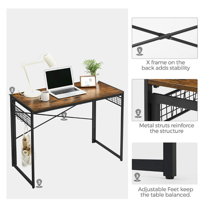 Simple Folding Computer Sturdy Writing Desk with 8 Hooks