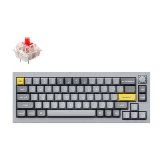 Keychron Q2 65% Red G Pro Switches Aluminium RGB Wired Keyboard - Grey