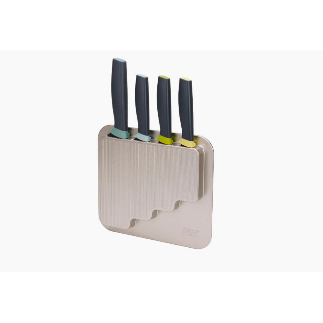 Joseph Joseph DoorStore Knives Elevate Set with Knife Block 3M Adhesive Wall and Cabinet Door Mount