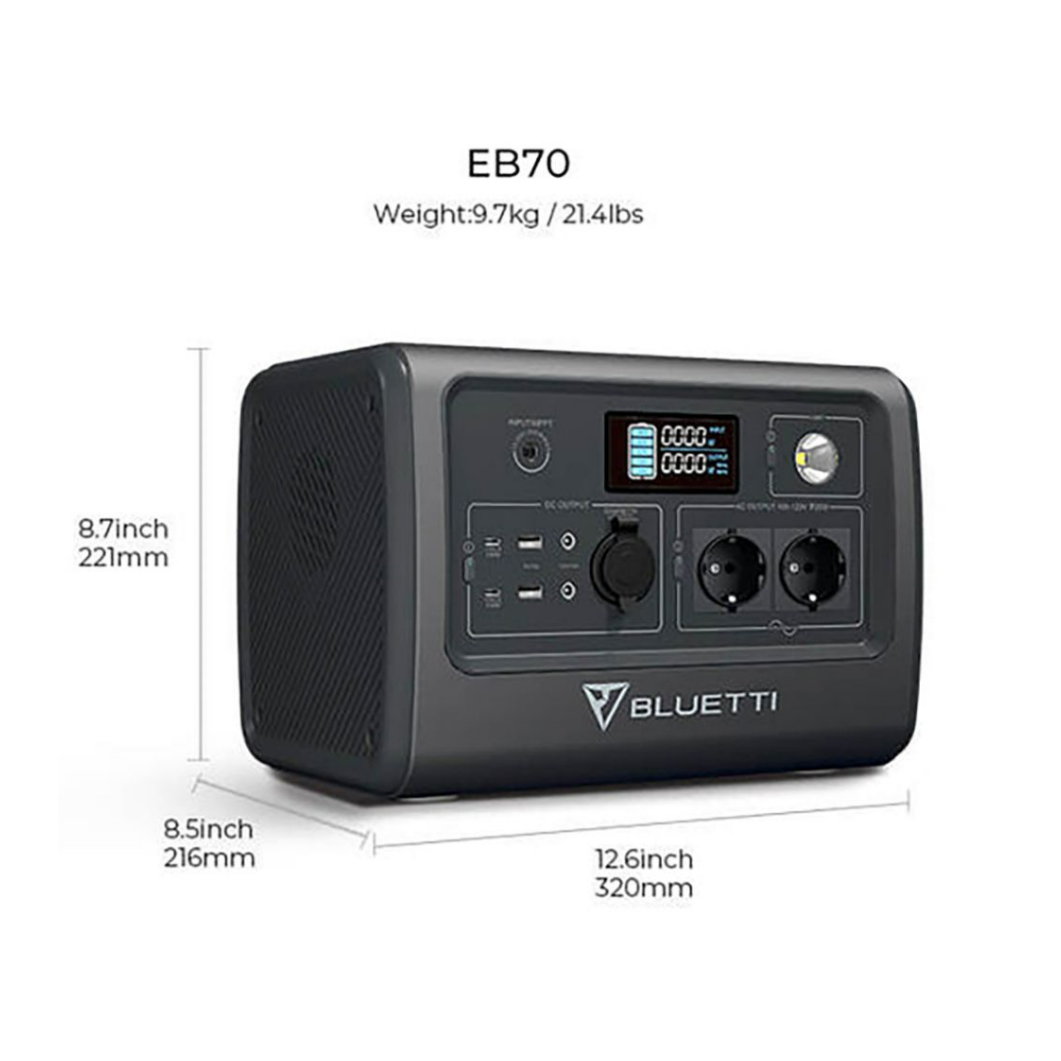 Bluetti Portable Power Station LiFePO4| 1000W 716WH - EB70 - EU Sockets
