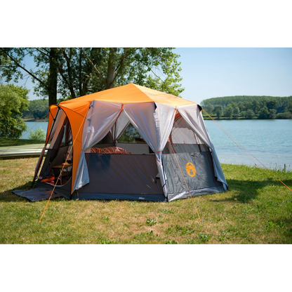 Coleman Octagon 8 Person Family Camping Dome Tent Orange