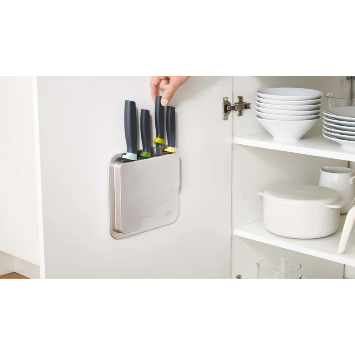 Joseph Joseph DoorStore Knives Elevate Set with Knife Block 3M Adhesive Wall and Cabinet Door Mount