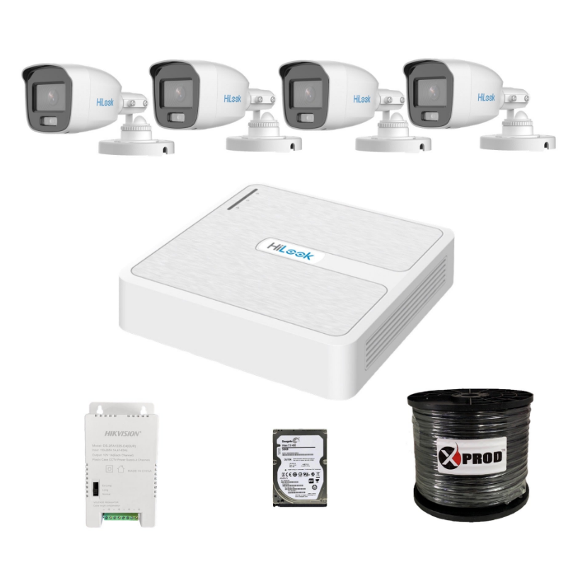 HiLook 4 Channel 1080p ColorVu Complete Kit