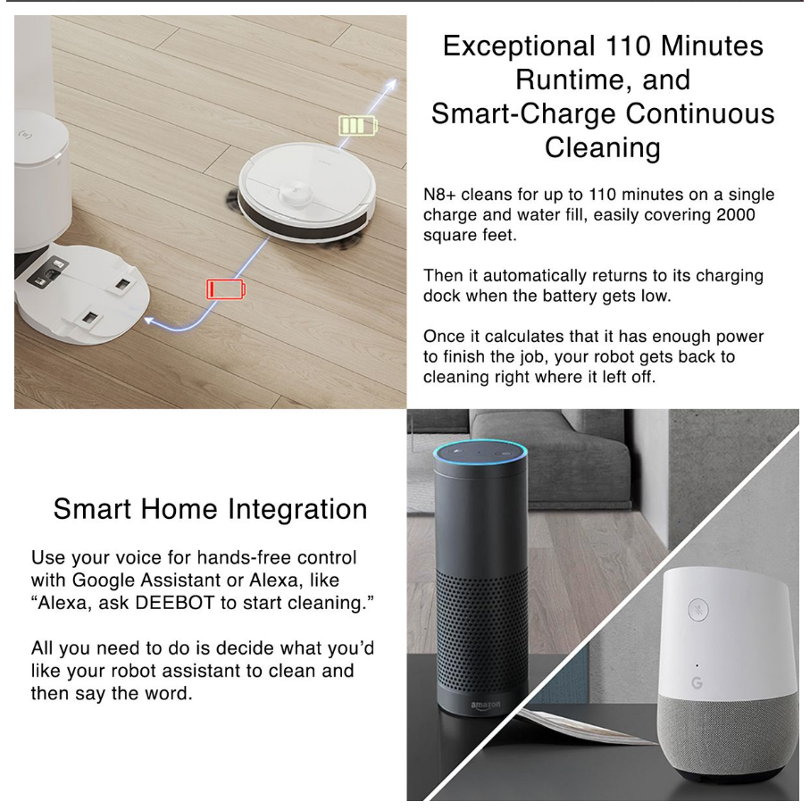 Ecovacs Deebot N8+ Robot Vacuum Cleaner - dToF LiDAR, 110min Runtime
