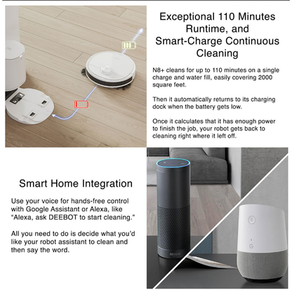 Ecovacs Deebot N8+ Robot Vacuum Cleaner - dToF LiDAR, 110min Runtime