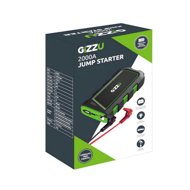 Gizzu Car Jump Starter 16000mAh - 2000A