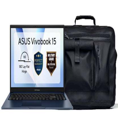 ASUS Vivobook X1504 Intel® Core™ 5 120U 8GB or 16GB RAM 512GB SSD Storage Laptop with Messenger Backpack