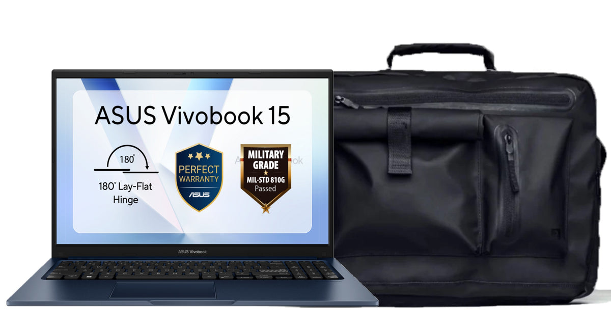 ASUS Vivobook X1504 Intel® Core™ 5 120U 8GB or 16GB RAM 512GB SSD Storage Laptop with Messenger Backpack
