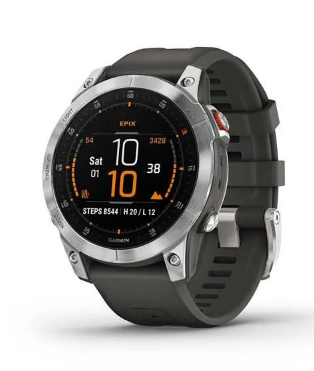 Garmin Epix (Gen 2) Standard Edition Premium Outdoor Smartwatch (47mm) - Slate Stainless Steel with Black Silicone Band