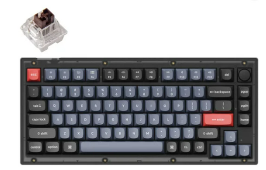 Keychron V2 Wired Custom Mechanical Keyboard Knob Version Hot-swappable K Pro Brown Switch (Frosted Black-Translucent)