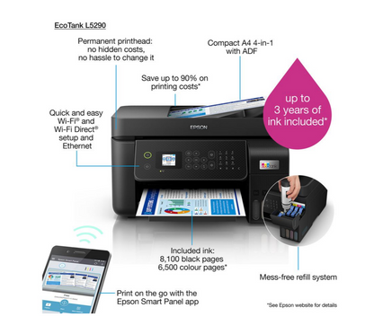 Epson L5290 EcoTank, A4, 4 in 1, Wi-Fi, ADF, Printer