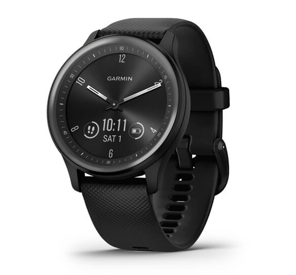 Garmin Vívomove® Sport GPS Smartwatch Black Case and Silicone Band with Slate Accents
