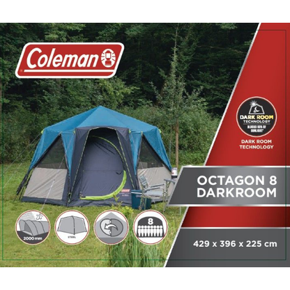 Coleman Octagon 8 Person Darkroom Family Camping Dome Tent